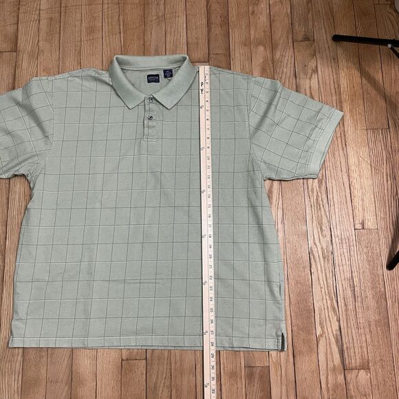 Arrow Men Polo Shirt XXL Green Plaid Short Sleeve Collar Casual Pullover Buttons - Picture 5 of 10